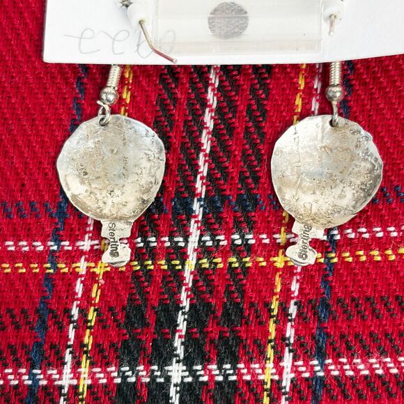 Sterling Silver Turquoise Hot Air Balloon Dangle Earrings Lucille Platero Navajo - Picture 5 of 6